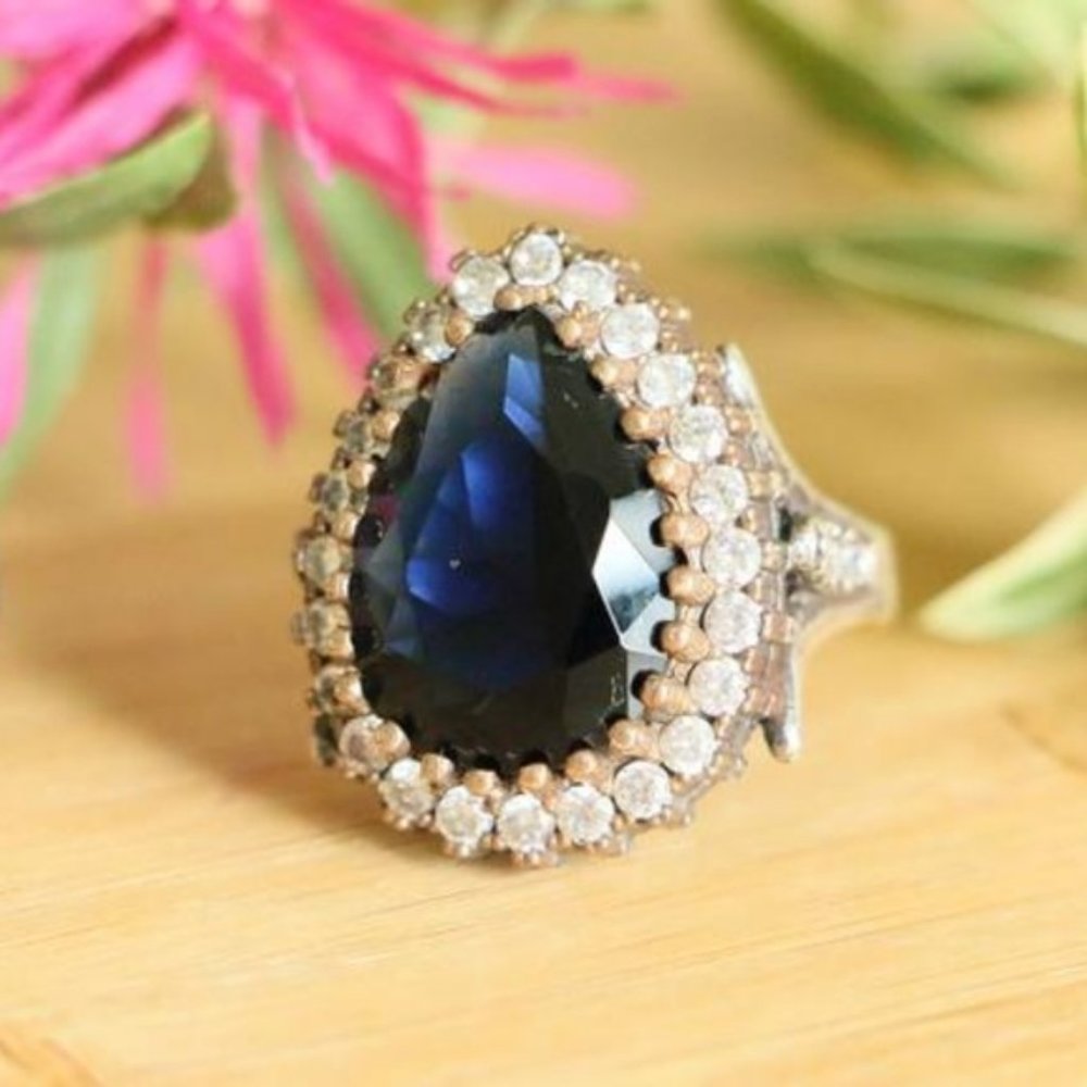 Sterling Silver Jade Stone & Cubic Zirconia Stones
